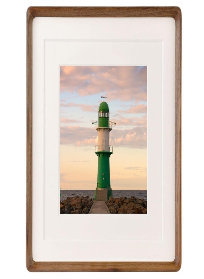 Zibrelte Natural Wood 8x10 Picture Frame, Display 5x7 or 6x8 Picture with Mat or 8x10 Without Mat, Solid Walnut Wood Photo Frame with Plexiglass, Tabletop Display and Wall Hanging - Image 1